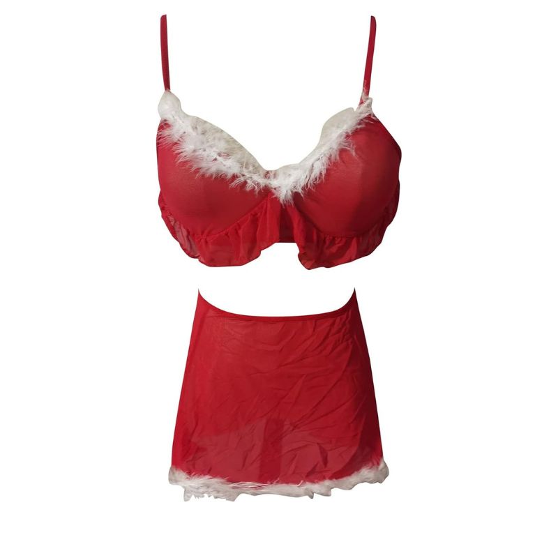 Christmas lingerie set with a skirt and frill