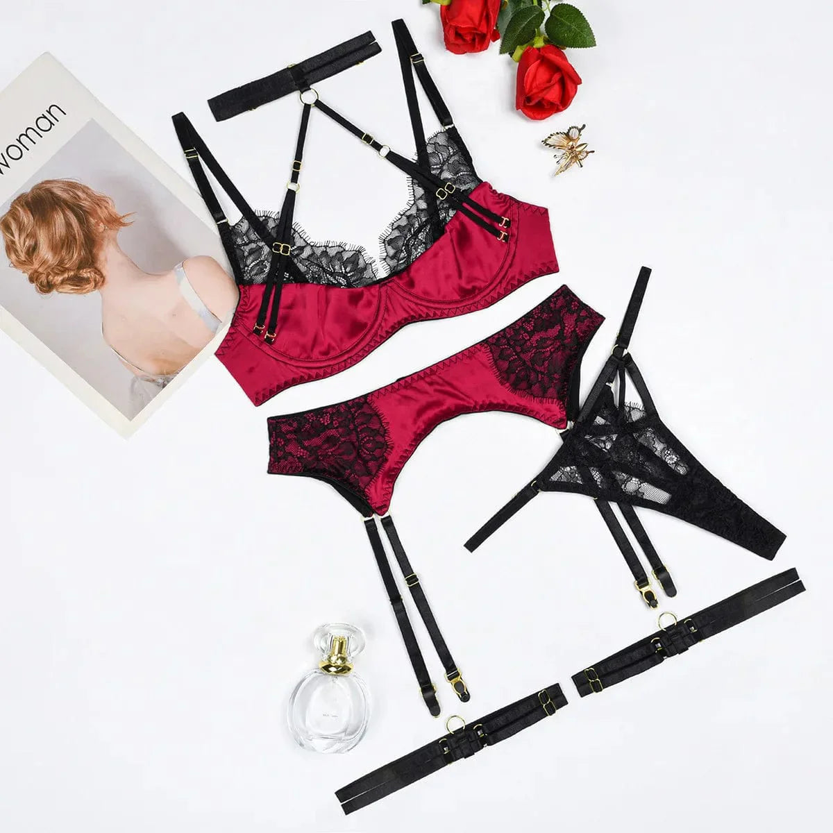 Lace lingerie set with adjustable features