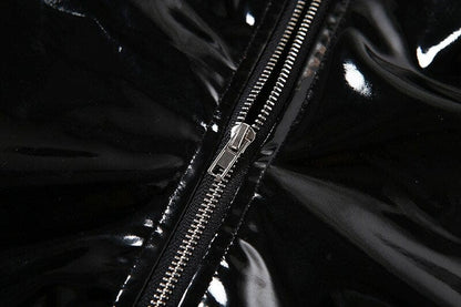 Latex bodysuit with a V-shaped neckline