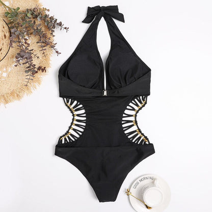 Monokini with decorative beads