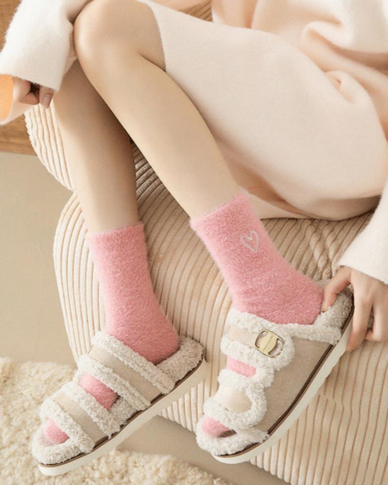 Long Fluffy Socks with Heart