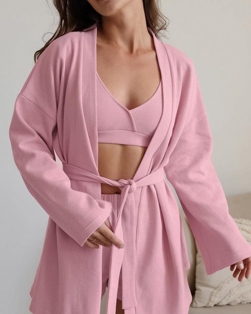 Short loungewear set with cardigan