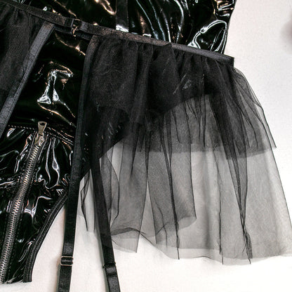 Latex body with a suspender belt