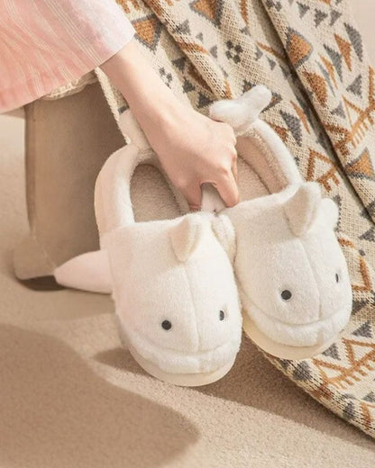 Warm fluffy shark slippers