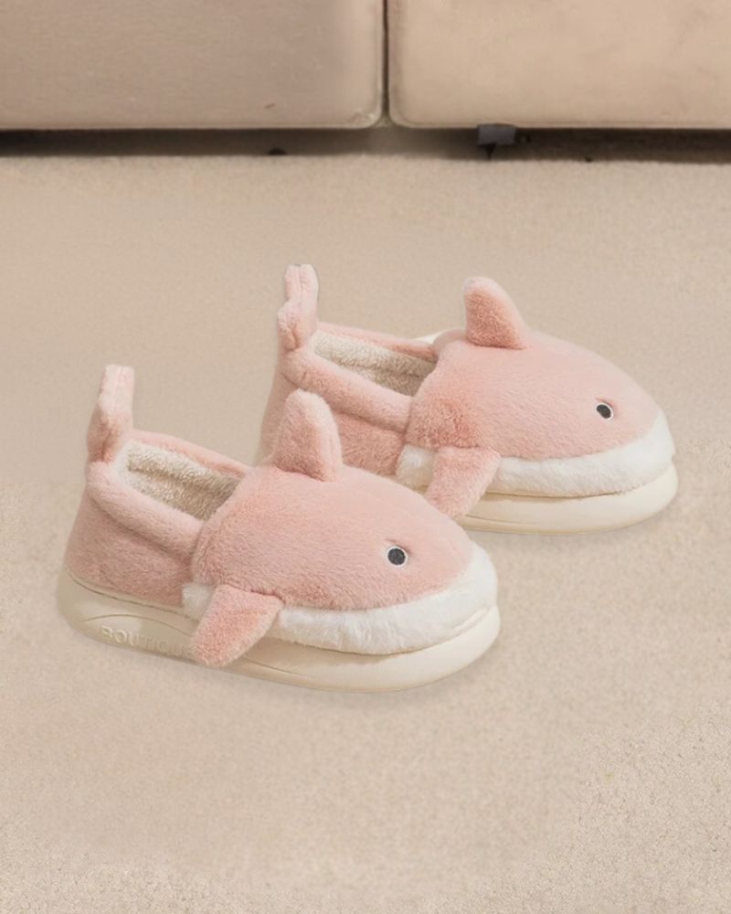 Warm fluffy shark slippers