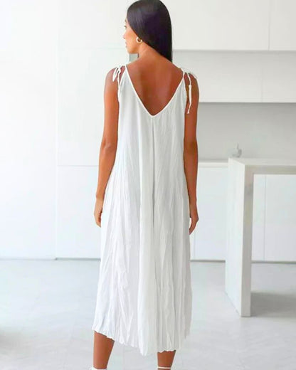 Long breathable nightgown with tie straps