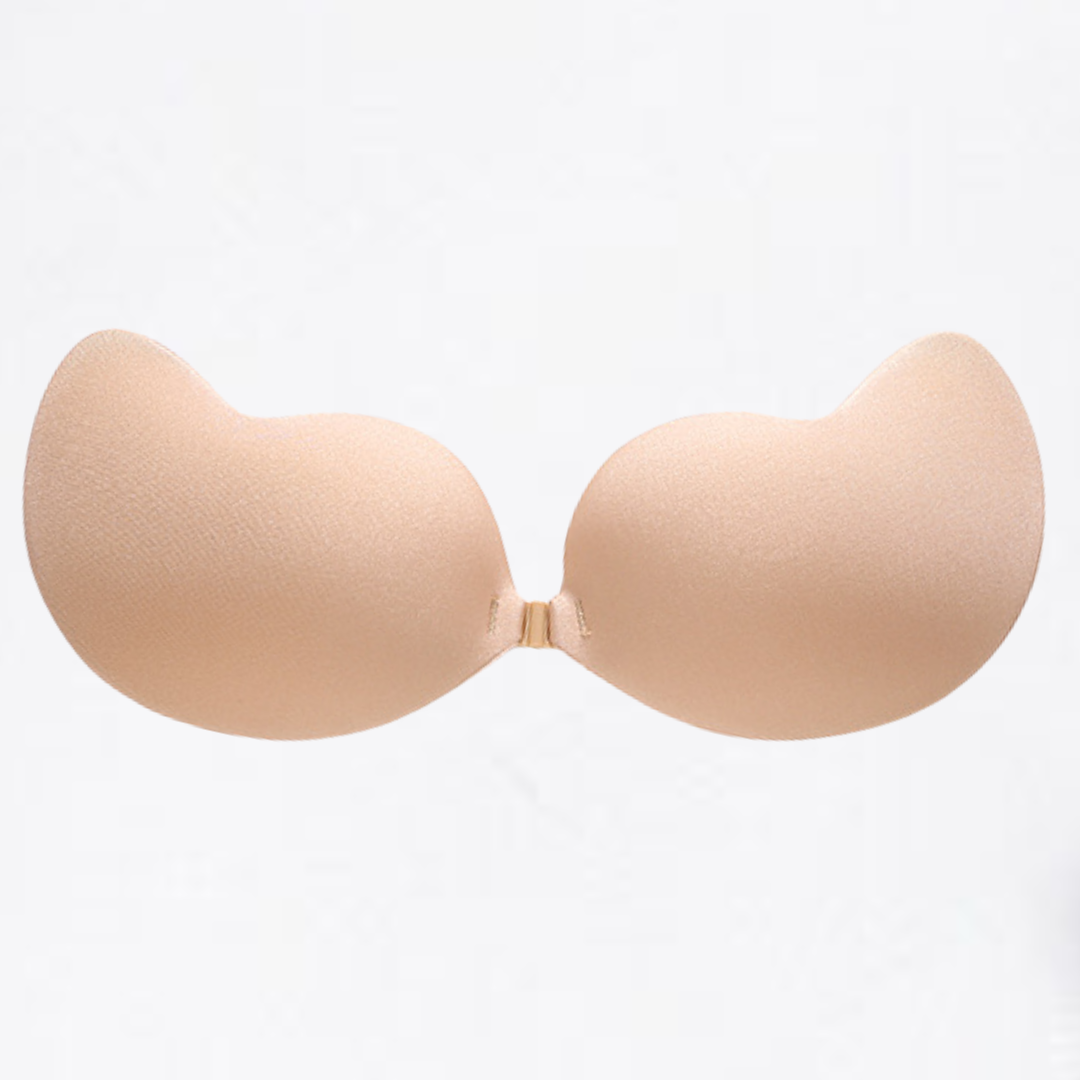Self-adhesive bra with silicone adhesive material