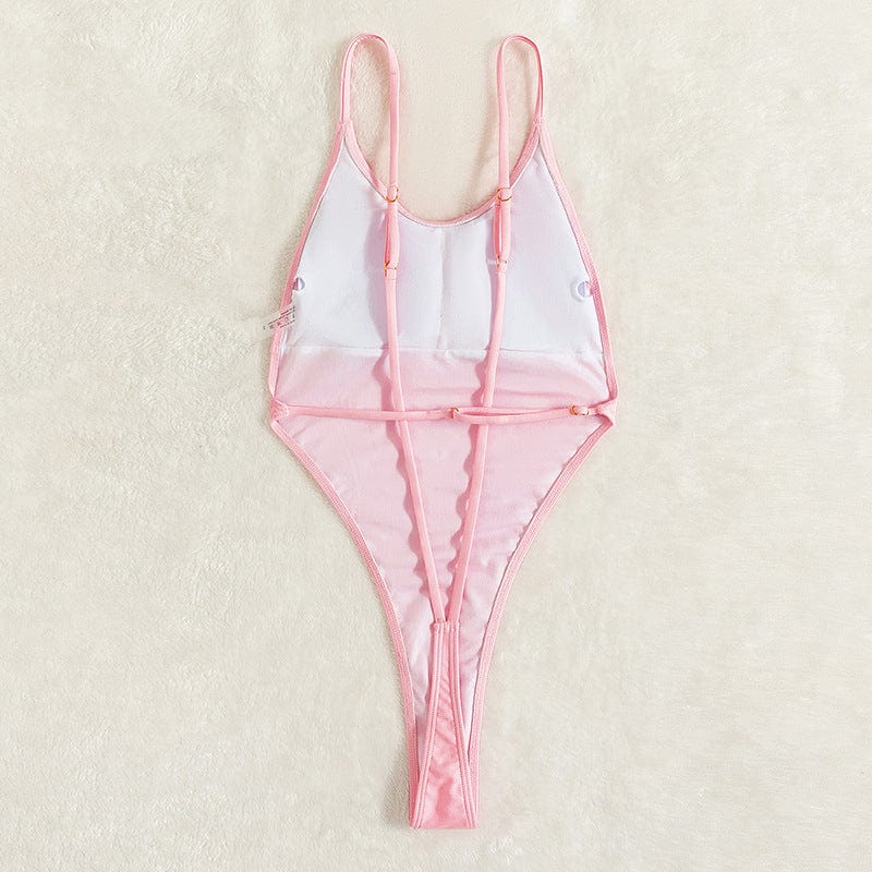 One-piece swimsuit with a cut-out at the back.