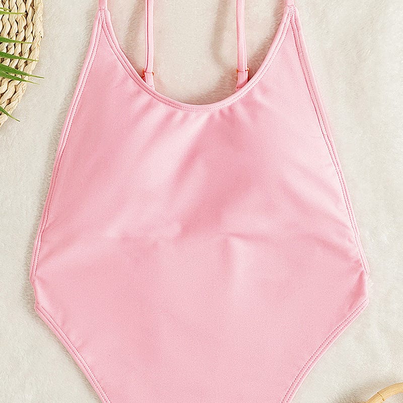One-piece swimsuit with a cut-out at the back.