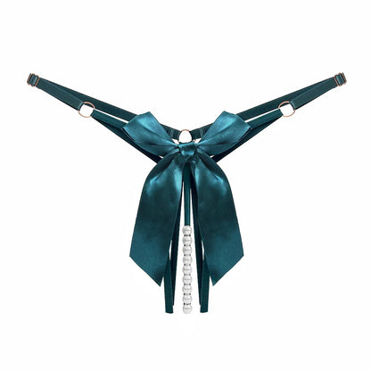 String briefs with decorative pearls in the gusset.