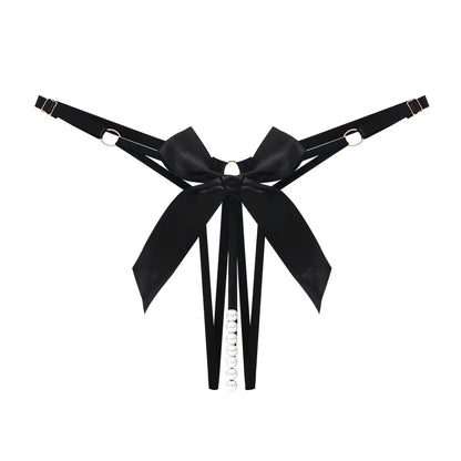 String briefs with decorative pearls in the gusset.