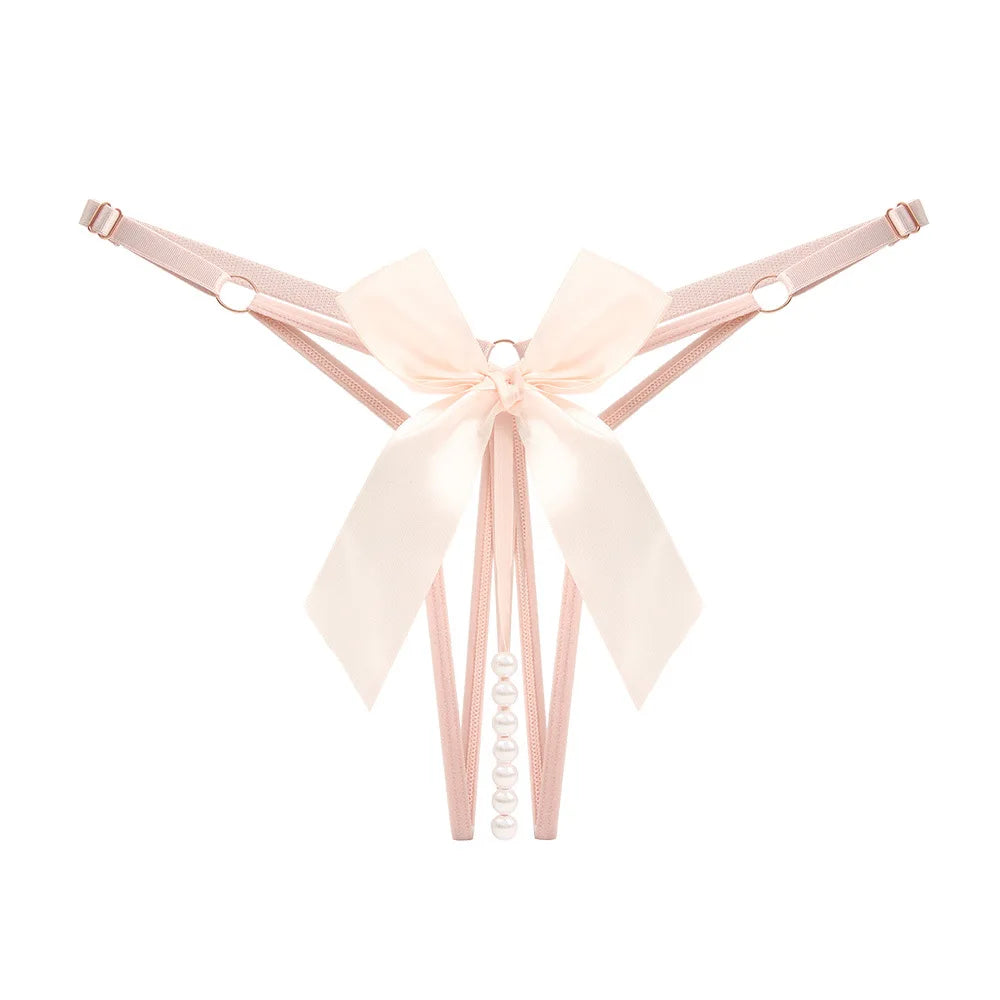 String briefs with decorative pearls in the gusset.