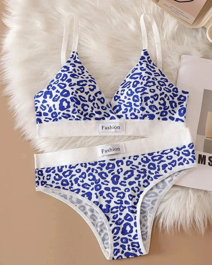 Comfortable leopard print lingerie set