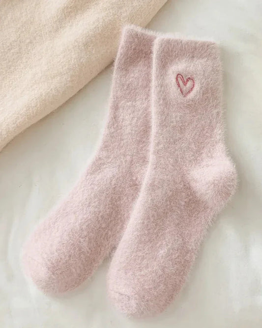 Long Fluffy Socks with Heart