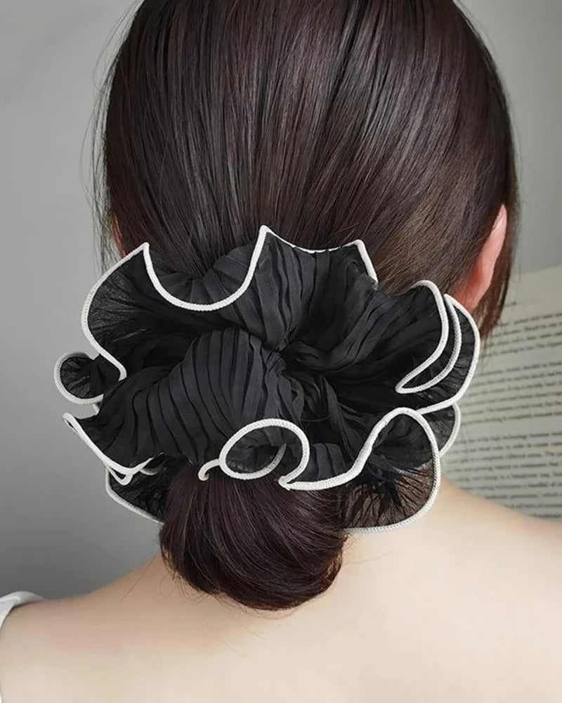 Large Hair Scrunchie with Contrasting Stitches