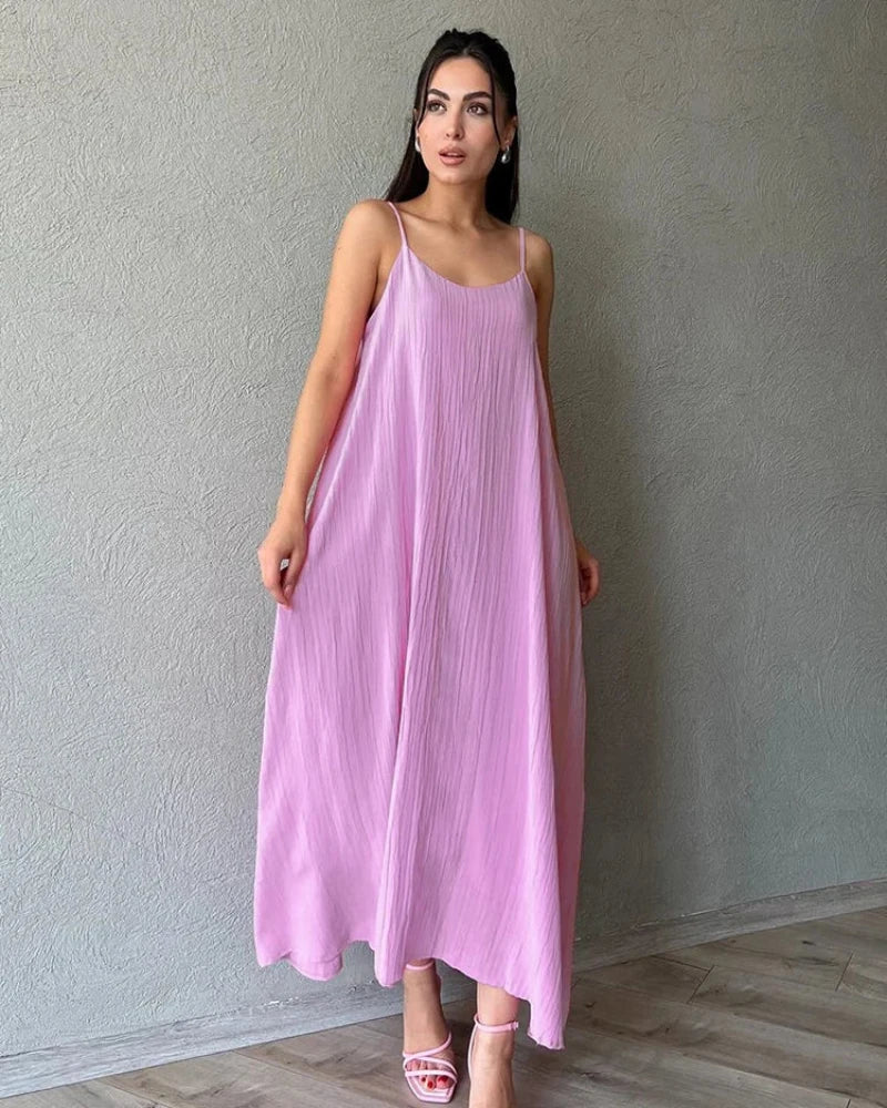 Long loose nightgown with straps