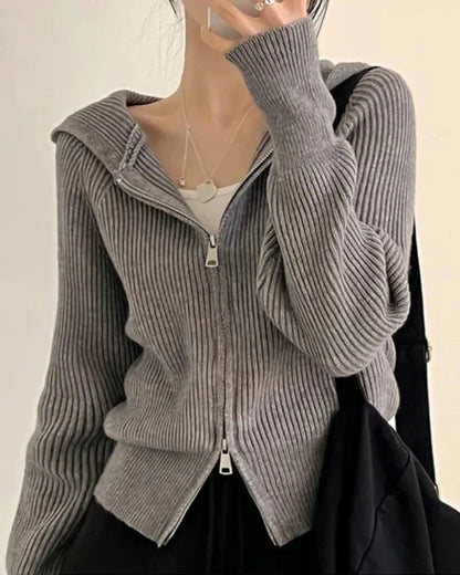 Soft Ribbed Zip-Up Hoodie