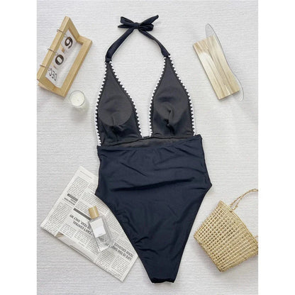 One-piece swimsuit with an open back