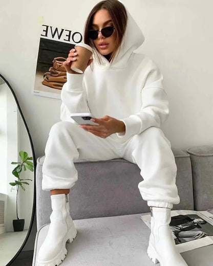 Comfortable Plain Hoodie Tracksuit Set