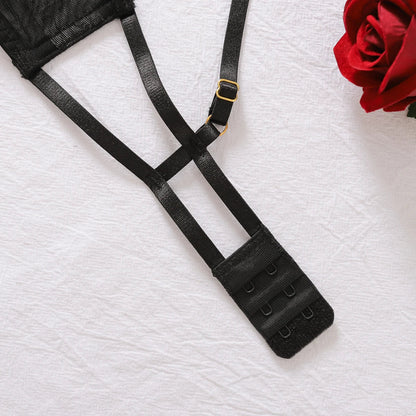 Lingerie set with sheer lace material