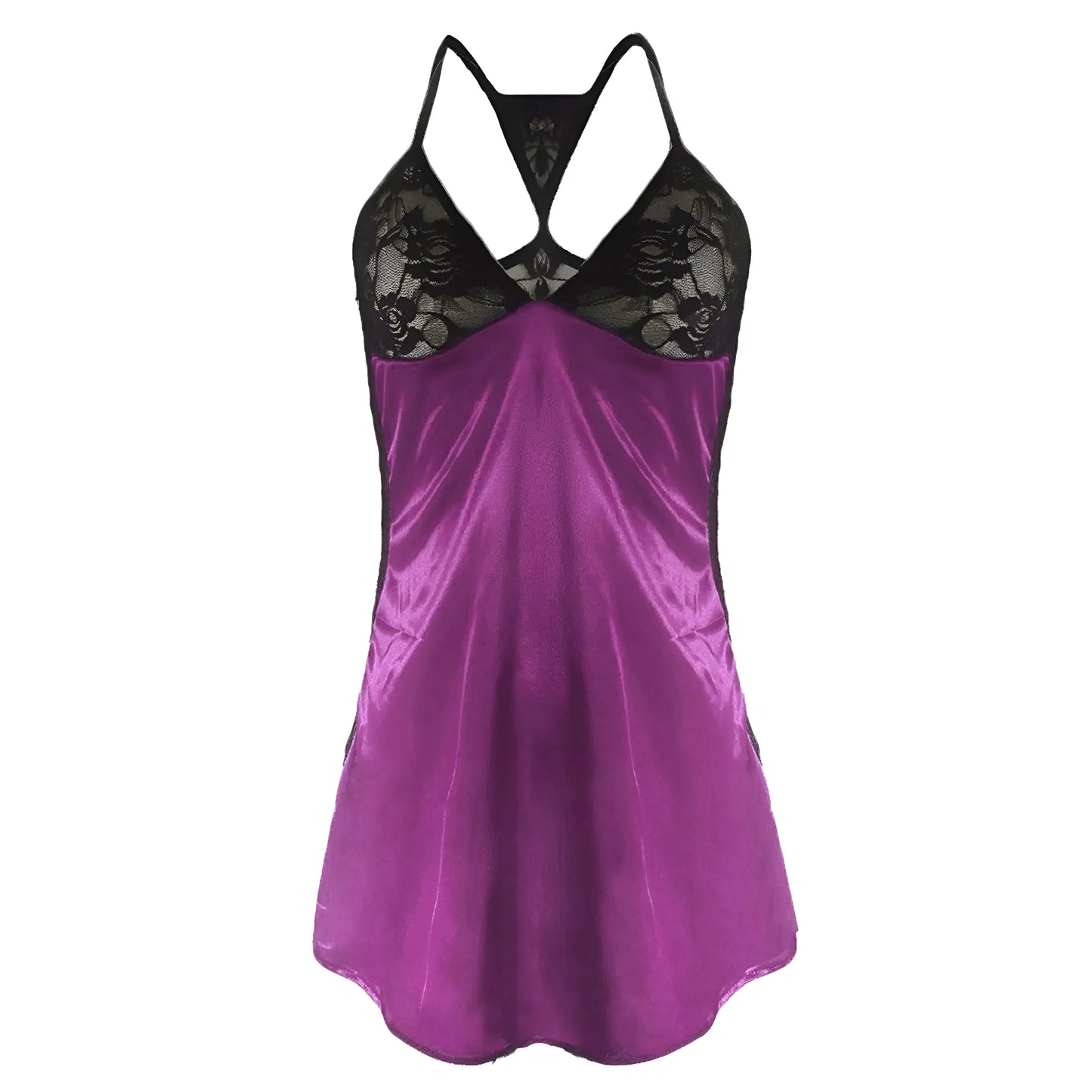 Silk Nightdress with Lace Back