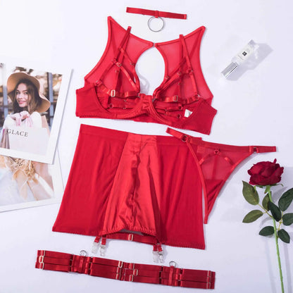 Lingerie set with a choker and a skirt