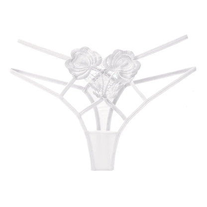 String with decorative roses on the front