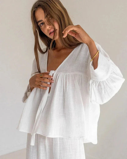 Long muslin loungewear set