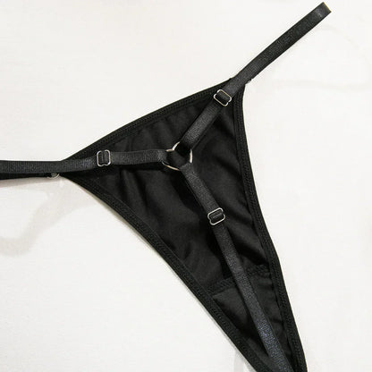 Satin lingerie set with lace inserts