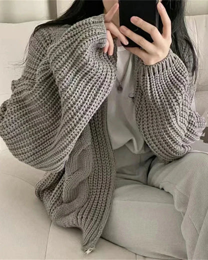 Oversized zip-up sweater top