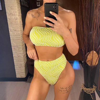 Two-piece swimsuit with a strapless top