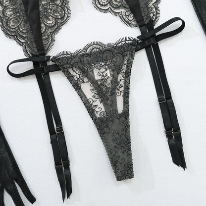 Lace lingerie set with gloves