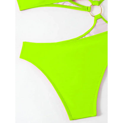 Monokini with decorative gold rings