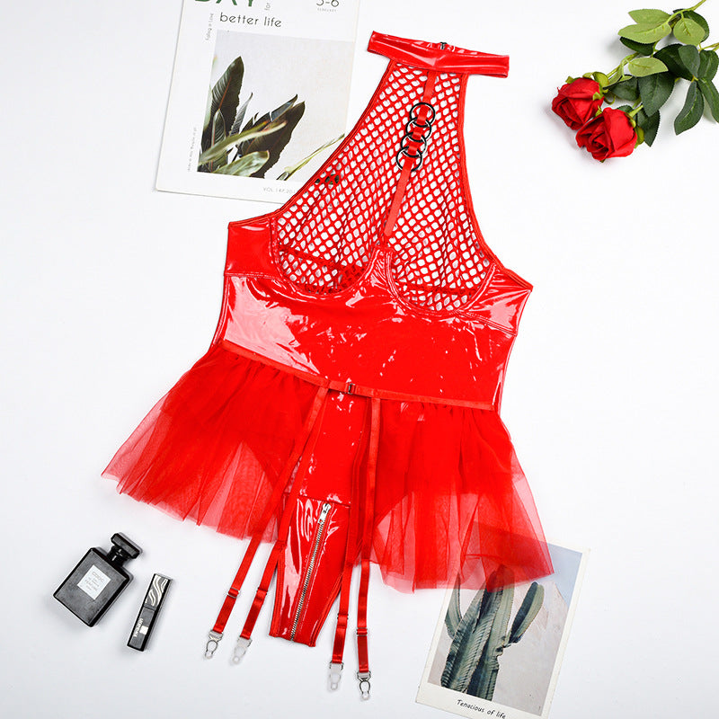 Latex body with a suspender belt