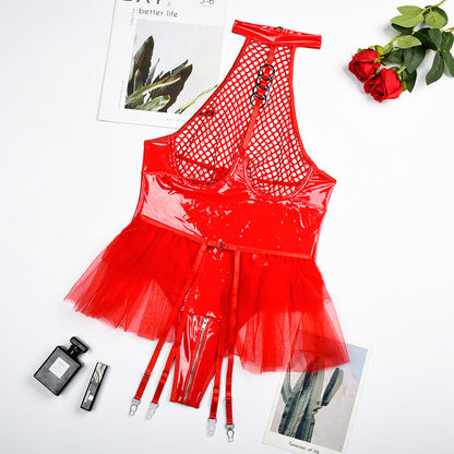 Latex body with a suspender belt
