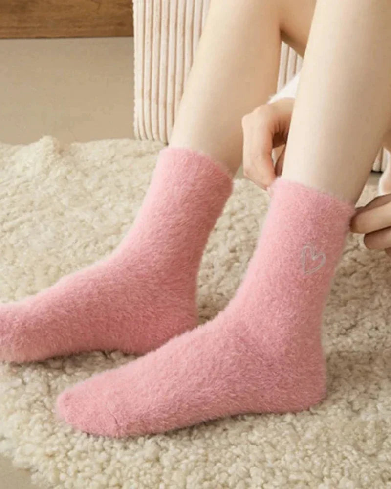 Long Fluffy Socks with Heart