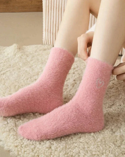 Long Fluffy Socks with Heart