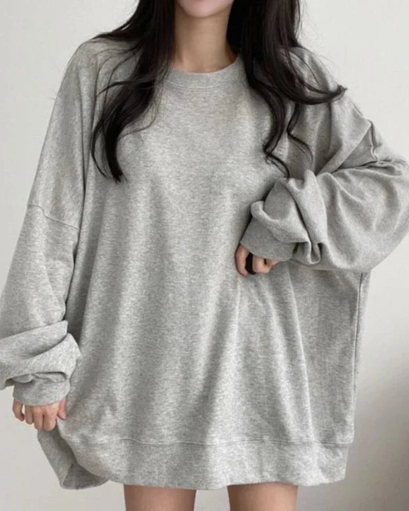 Loose Plain Oversized Sweatshirt