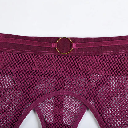 Lingerie set with mesh cut-outs