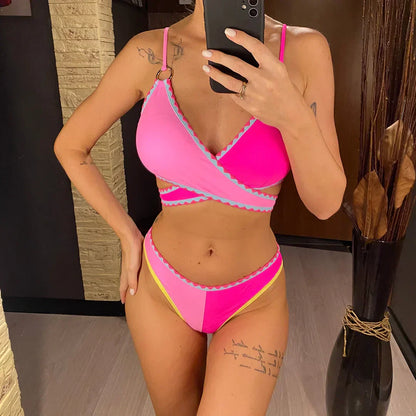 Two-piece swimsuit with adjustable straps