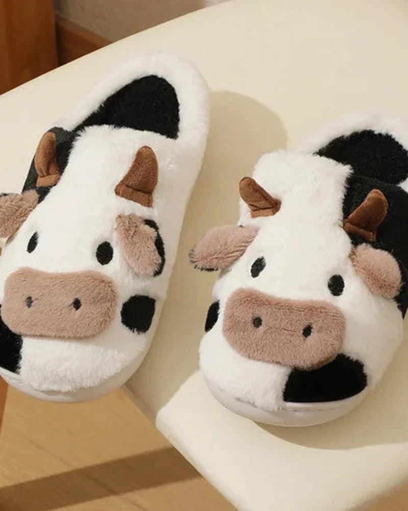 Fluffy Cow Slippers