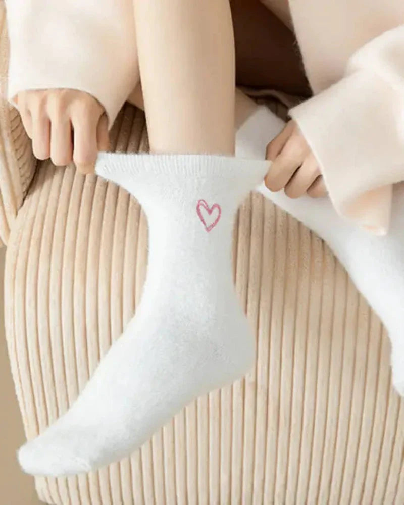 Long Fluffy Socks with Heart