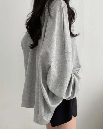 Loose Plain Oversized Sweatshirt