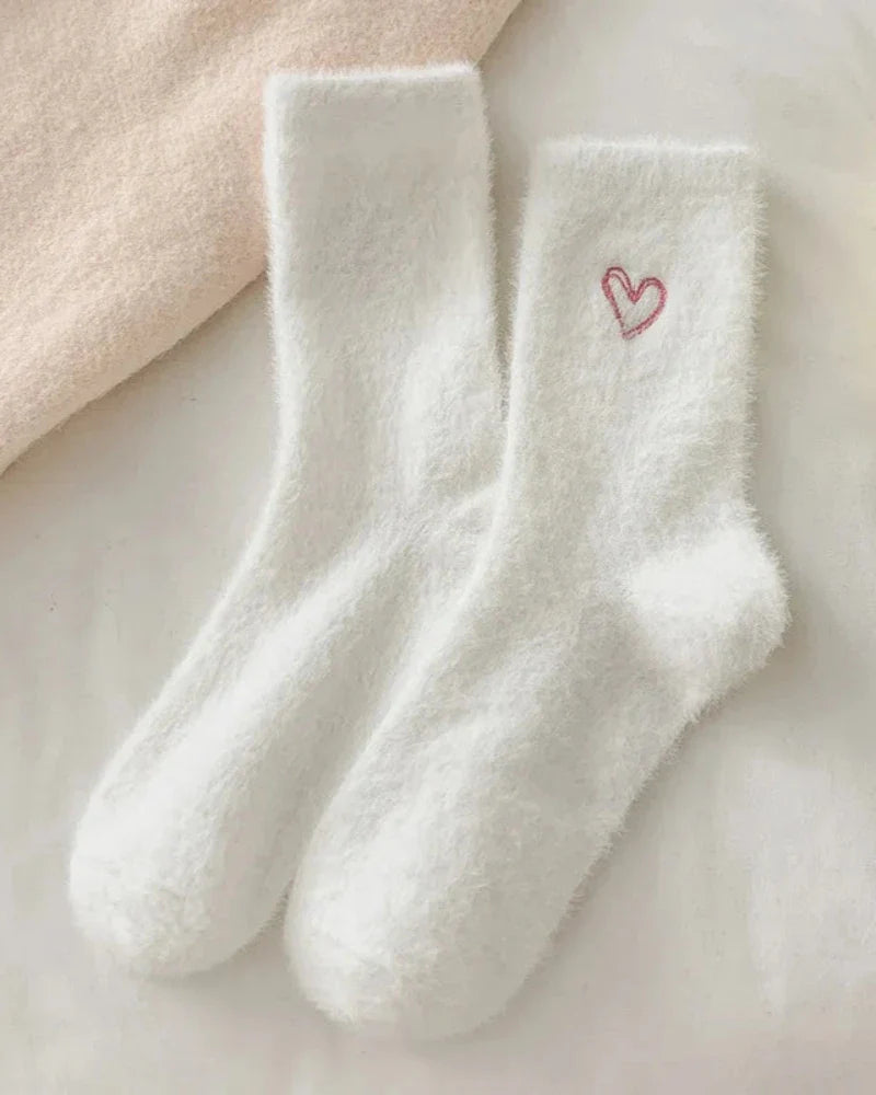 Long Fluffy Socks with Heart