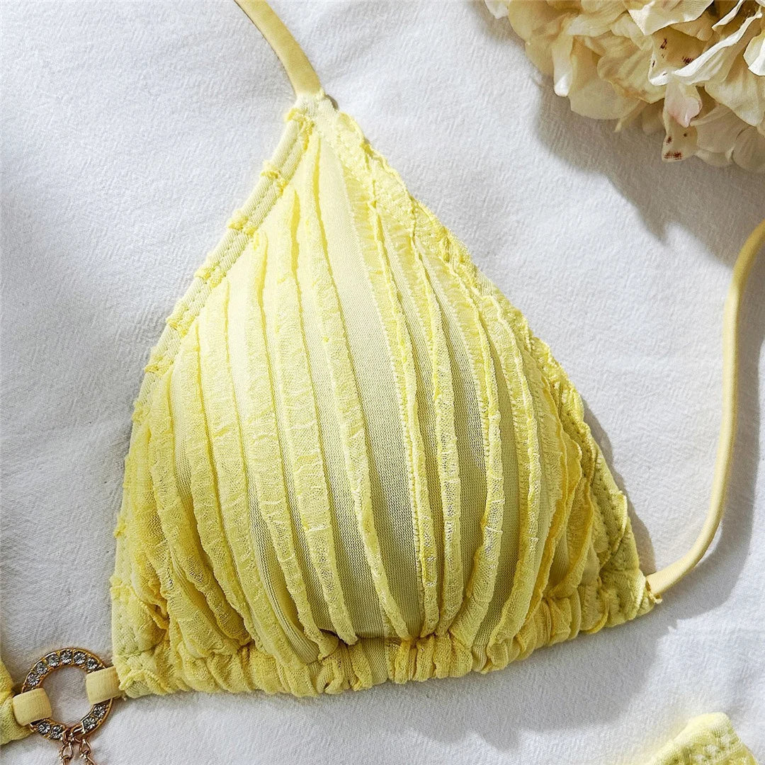 Two-piece swimsuit with adjustable ties