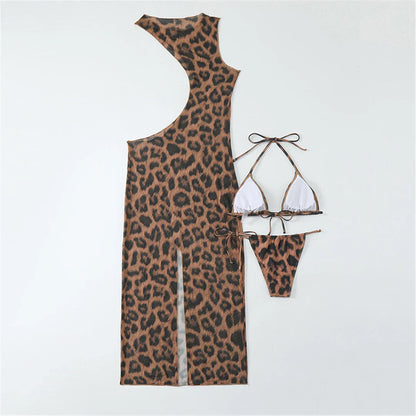 Swimsuit with a long maxi dress made of mesh.