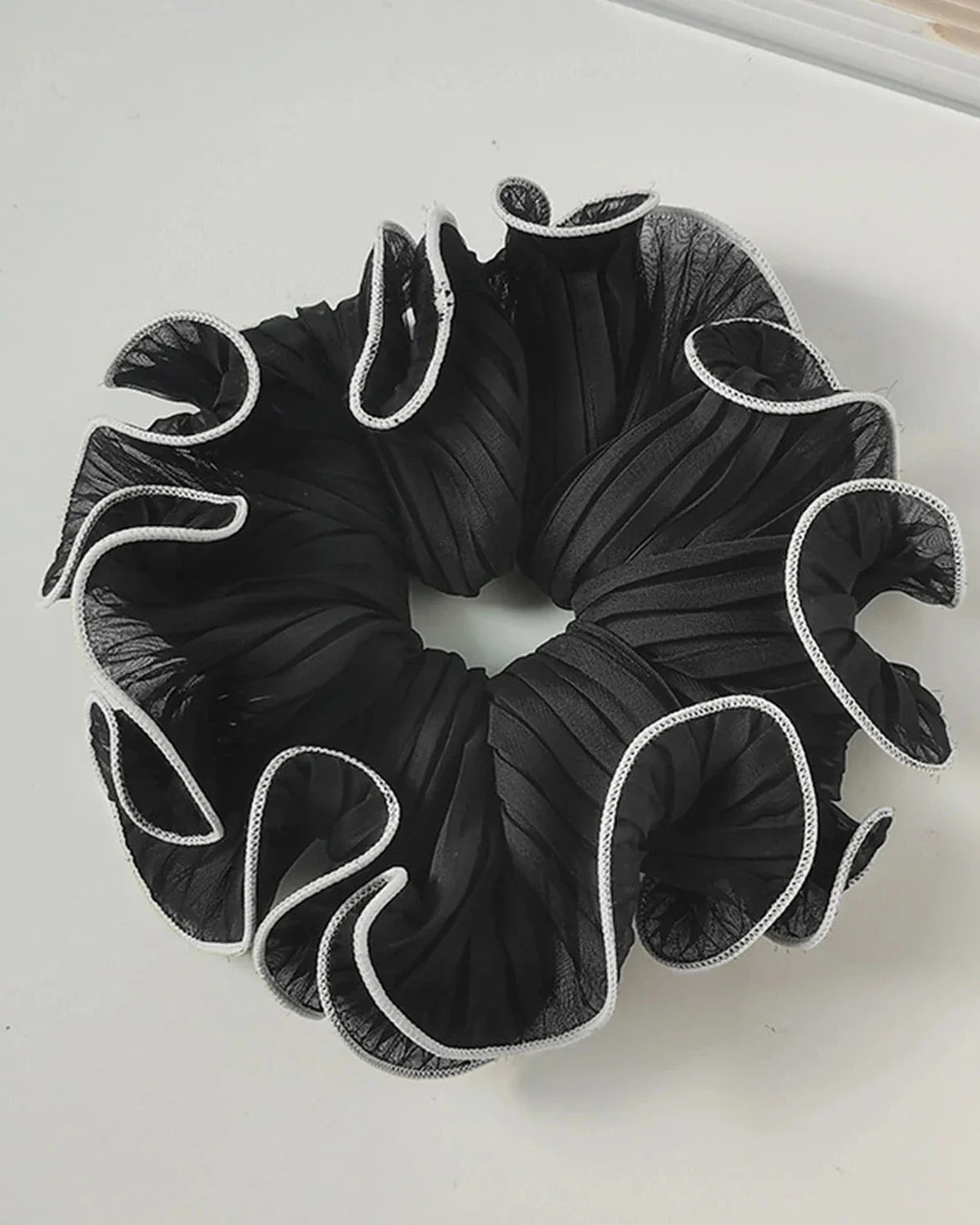 Large Hair Scrunchie with Contrasting Stitches