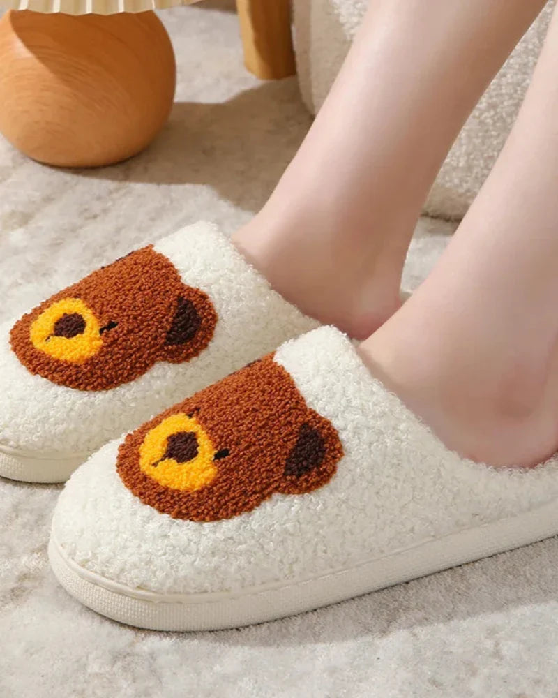 Fluffy Slippers with Bear