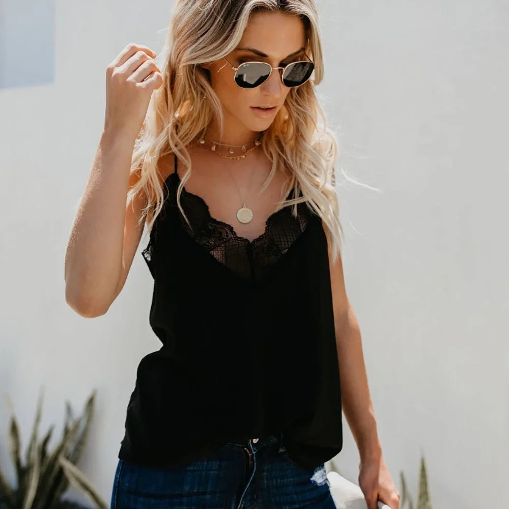 Backless Sling Sleeveless Blouse French Lace Camisole
