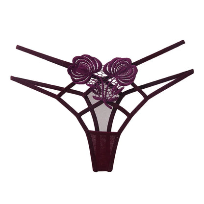 String with decorative roses on the front